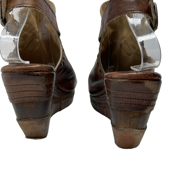 Bed Stu Shoes Bed Stu Joann Brown Leather Wedge Sandal 7 Poshmark